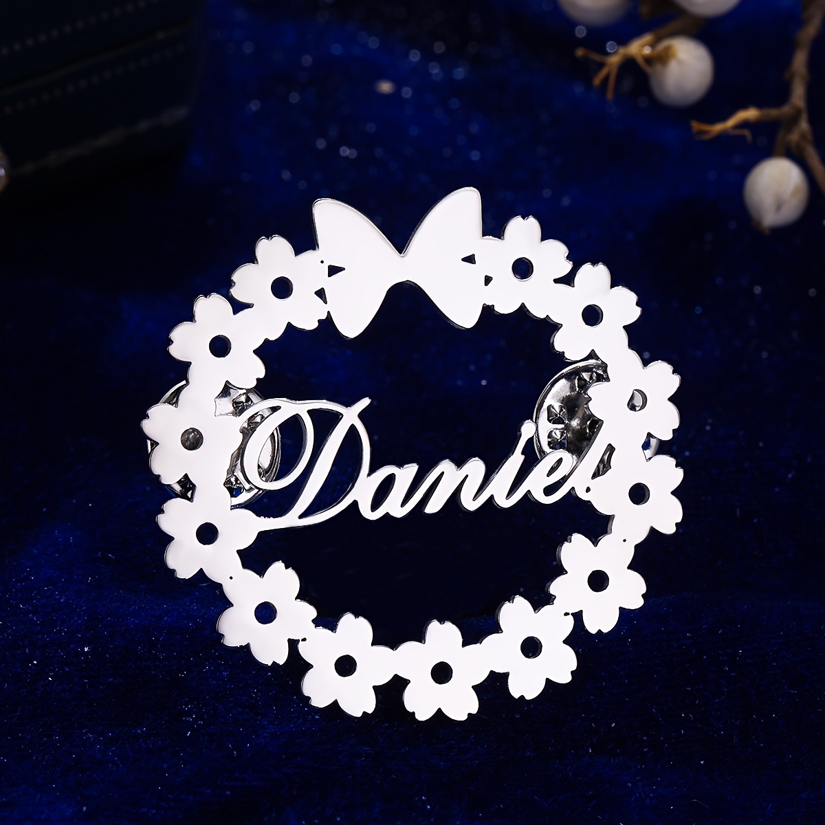TEMU Elegante Personalizzata in Acciaio Inossidabile con Design a di e Fiori - con per Abiti e Completi, Regalo per Natale, Miglioramento dell'Outfit