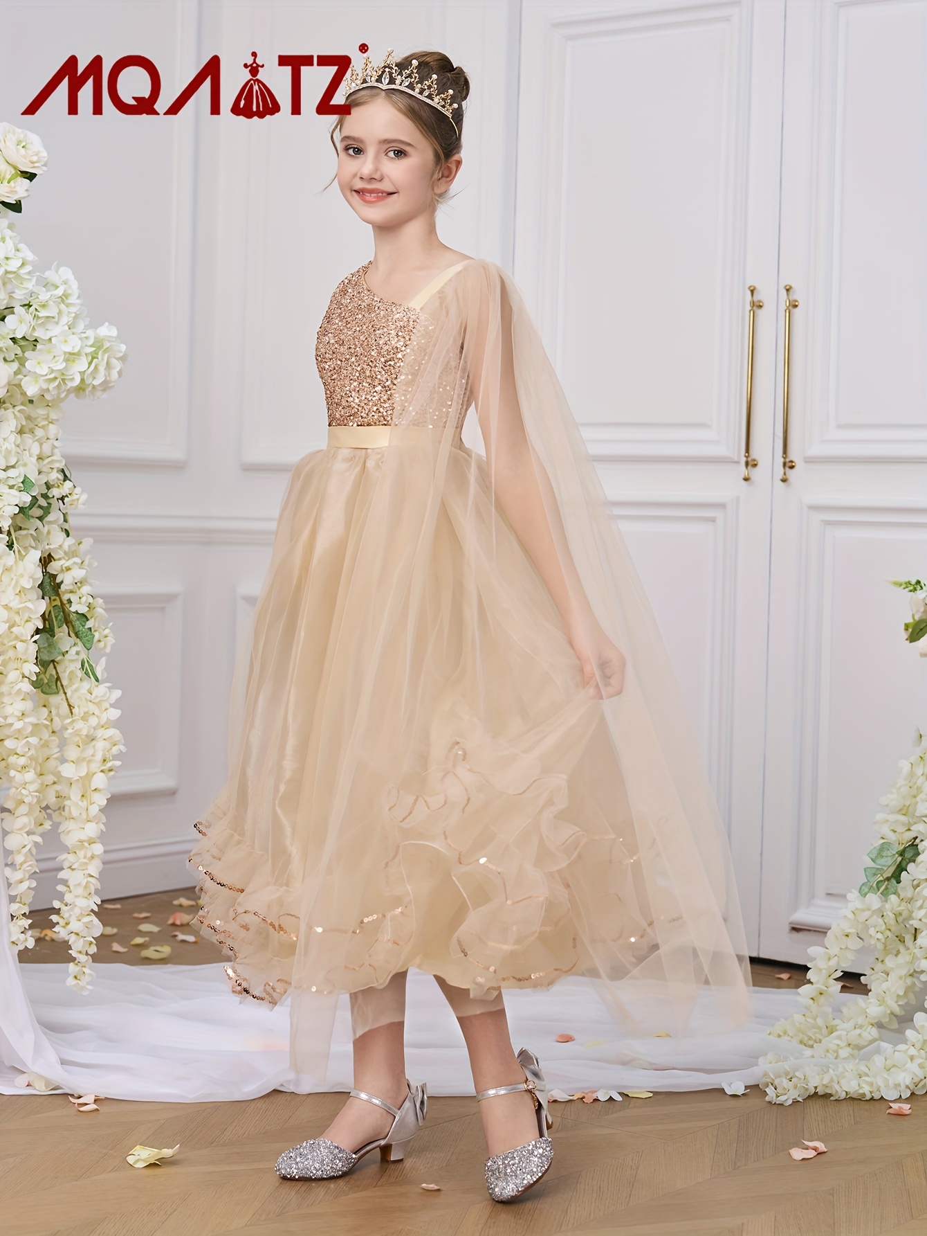 sequin princess dress Burgundy Floor Length Sequin Princess Dress for Girls  Short Sleeve Party  Gown  Mia Princess