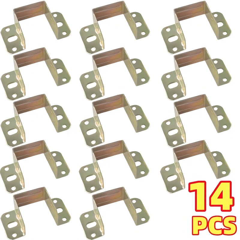 TEMU 14pcs Bed Beam Support - Durable Metal Brackets With A Thickened Design. Are Used For Fixing Wooden Furniture And Are Hardware Additions.
