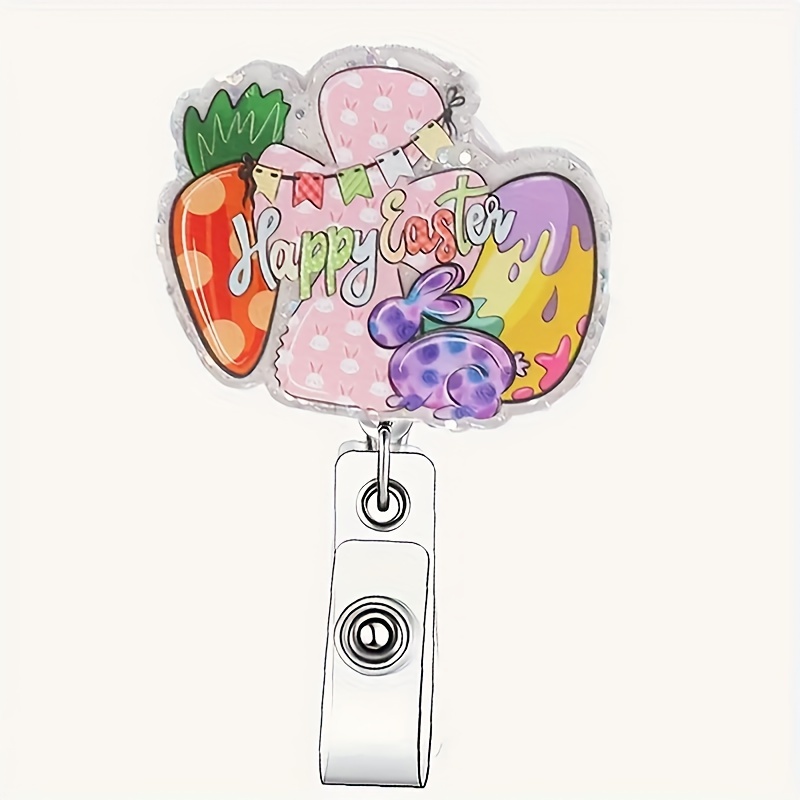 Happy Easter Telescopic Id Badge Holder Keychain Acrylic - Temu