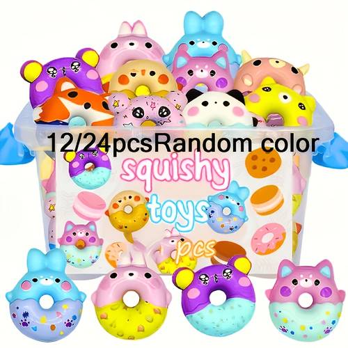 12 24 party gift pack containing mini squeeze soft doughnuts slow soft toys school and birthday gift packages christmas gifts for grandchildren toys suitable for boys and girls squeeze and slow bounce toys cute animal slow
