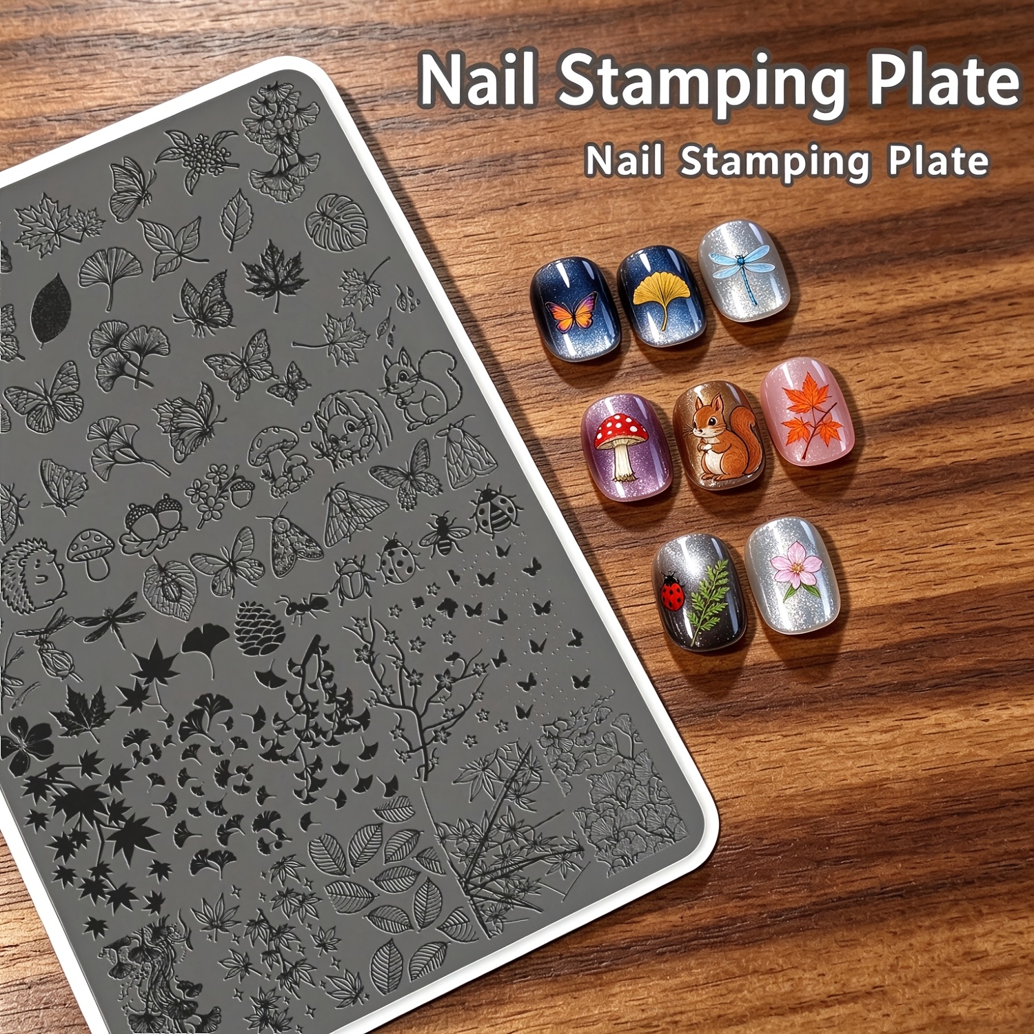 Maple Leaf & Ginkgo Leaf Nail Art Stamping Plate