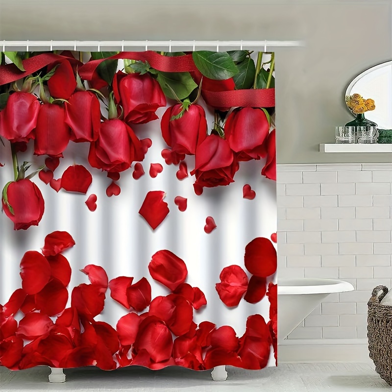 

1pc Patterned Shower Curtain, Waterproof Shower Curtain With 12 Hooks, Bathtub Curtain, Room Bathroom Decoration