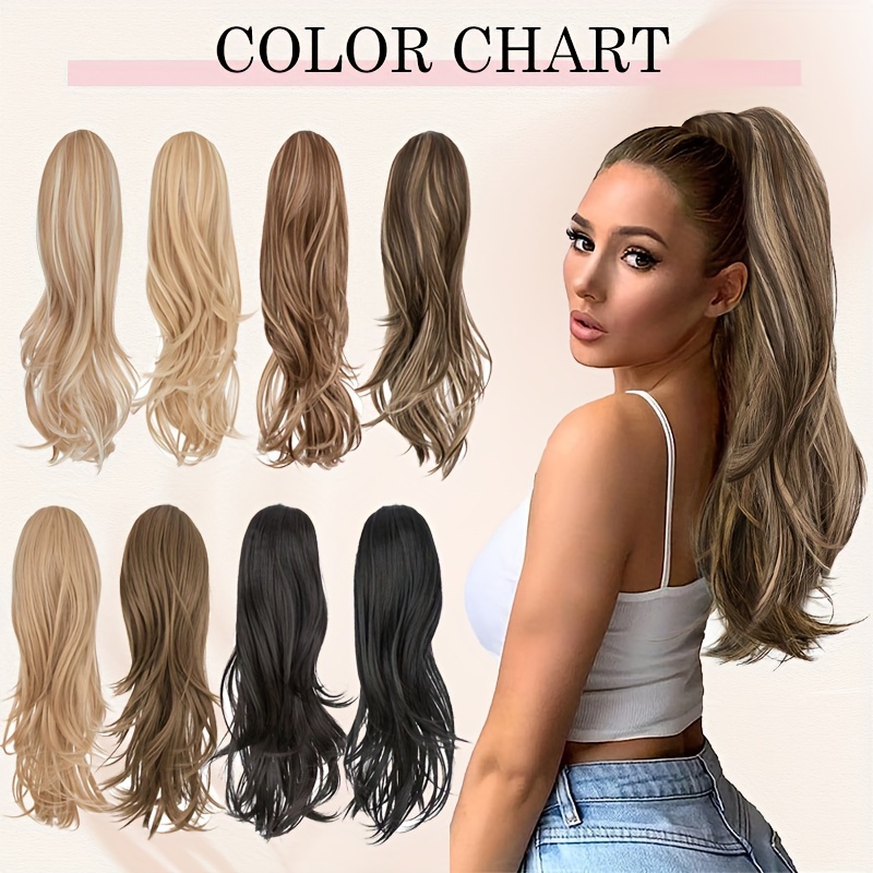 22inch 55cm drawstring ponytail extension multi layered hairpieces stand   pony tails long straight to curly hair extensions with mini clip wrap on ponytails pure highlight soft natural synthetic hairpiece for daily party halloween christmas details 1