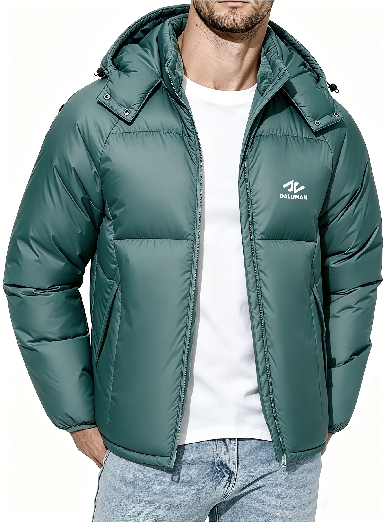 Men's Hooded Padded Jacket with Detachable Hood