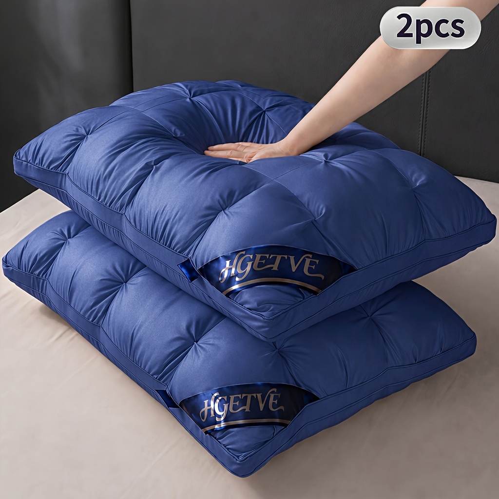 Image of 2pcs High-end Hotel Pleated Pillow Core, Fluffy Sleep Aid Neck Support, Nap Dorm Student Home Use, Multiple Colors And Sizes , Suitable For King Bed