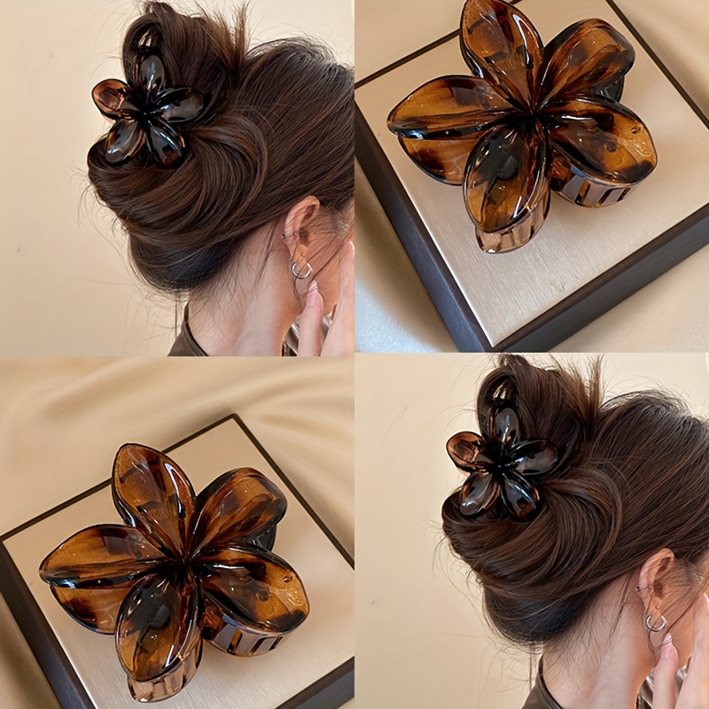 1pc retro floral hair clip elegant leopard print plumeria  display picture 3