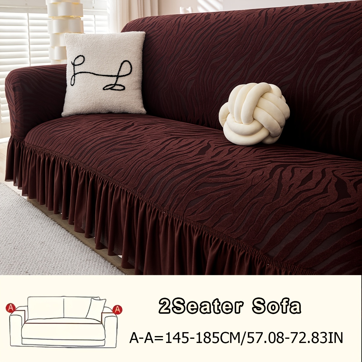 TEMU 1pc Pattern Jacquard Elegant Skirt Polar Fleece Sofa Cover Couch Slipcover Modern Artistic Sense Living Room Decoration Slip-resistant