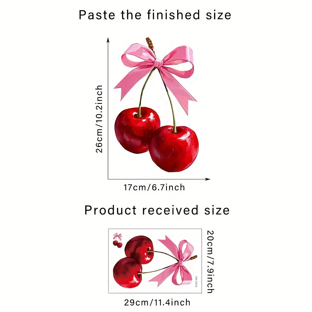 TEMU 1pc Pink Bow & Cherry Toilet Wall Decal - Self-adhesive Removable Reusable Double-sided Pvc Sticker For Bathroom, Living Room, Bedroom Decor - Easy Home Decoration, Bathroom Wall Stickers