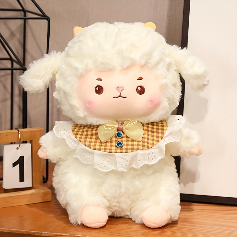 Educational Shaved Wool Sheep Plush Toy Kawaii Lamb with Removable Clothes  Plushie 