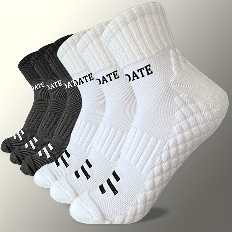 TEMU 6 Pairs Of Unisex Solid Color Ankle Sports Socks, Breathable, Soft, And Comfortable, Featuring A Non-slip Towel Bottom, Moisture-wicking,