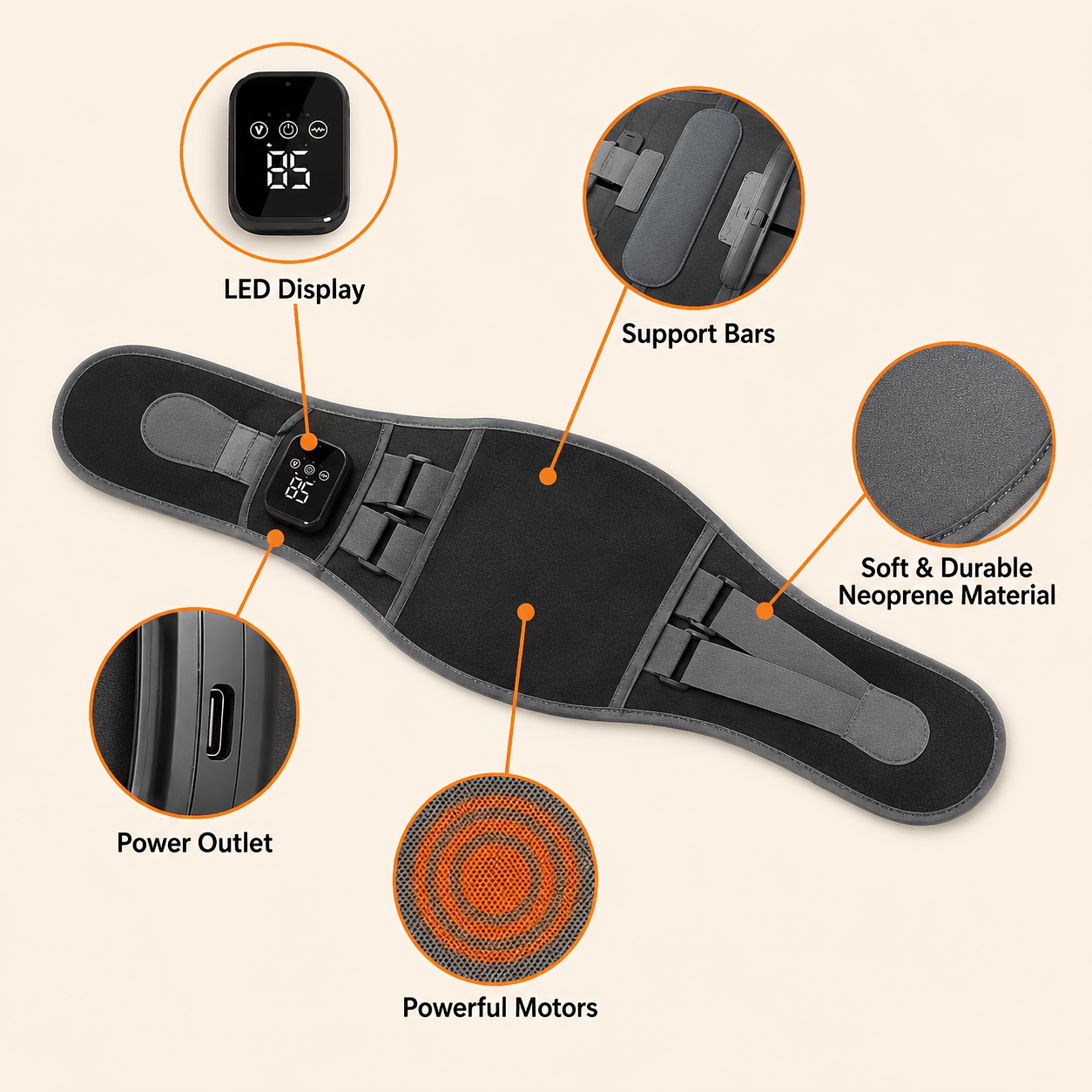 Wearable Lower Back Massager with Wireless Heating Pad