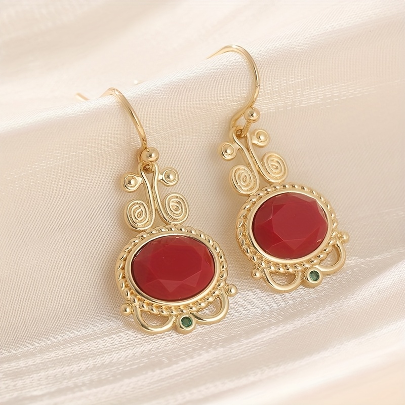 E-shop 1 Paar handgefertigte Retro Kunst goldene Ohrringe, eleganter Damen Schmuck, perfektes Urlaubsgeschenk