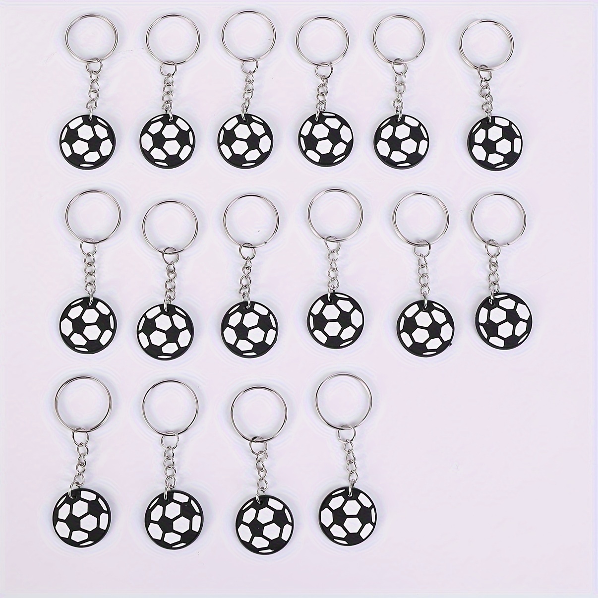 

16-pack Cartoon Soccer Ball Keychains - Pvc Material, Fun Sports Theme Key Rings, Homecoming Festival Party Favors, Decorative Key Chain Set With Ring Buckle For Gifts And Giveaways