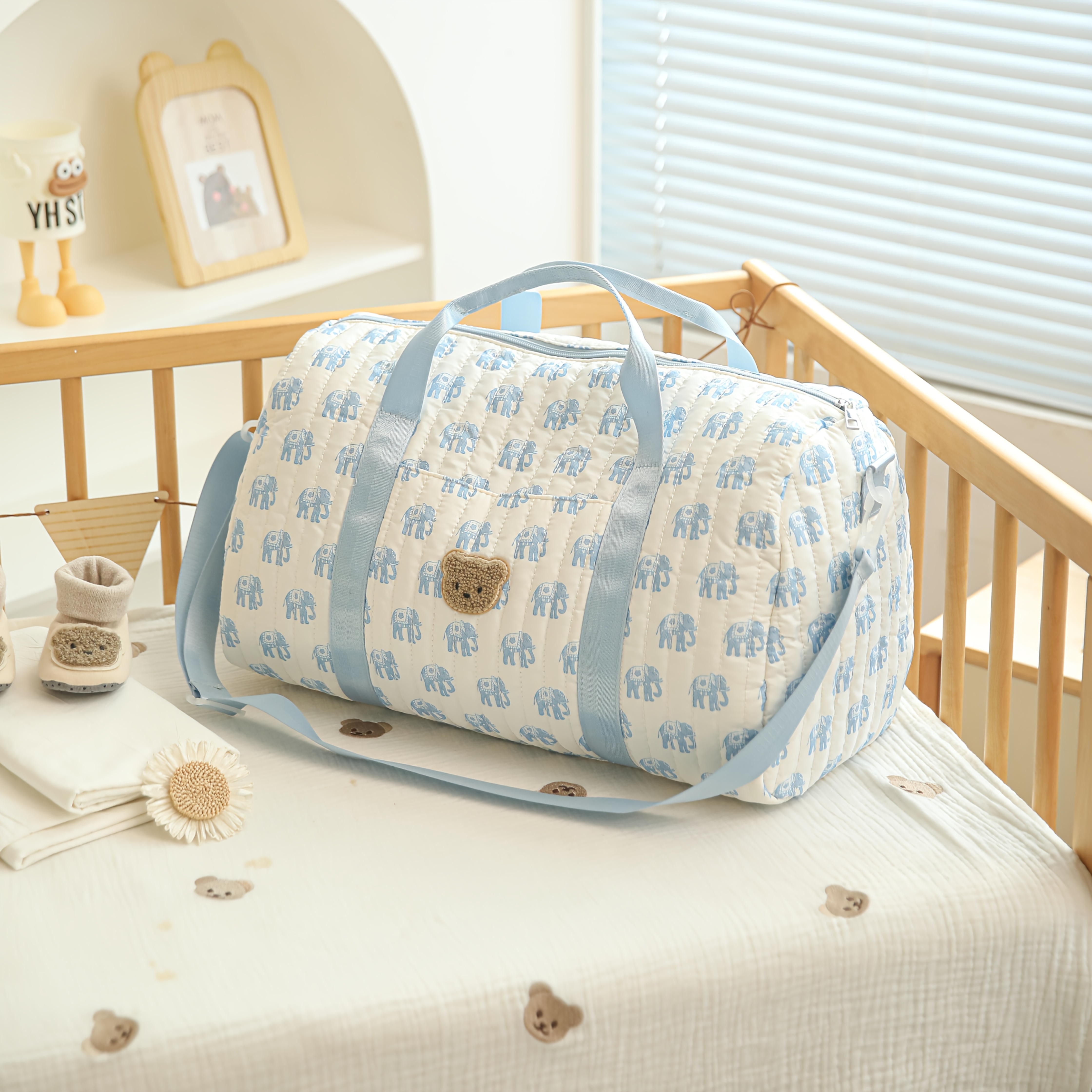 TEMU Large Capacity Diaper Bag Duffel Bag, Quilted Changing Bag Nappy Bag For Mom And Dad, Gym Bag Travel Bag Weekend Bag With Long Shoulder Strap,