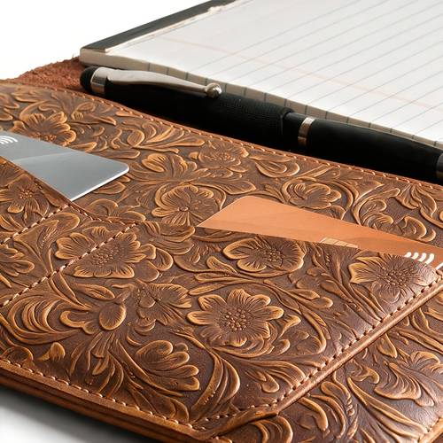 item picture creeper pattern genuine leather journal cover handmade protective sleeve fillable notebook cover with card slots and pen holder handcrafted professional organizer bag unisex travel and work journal covers