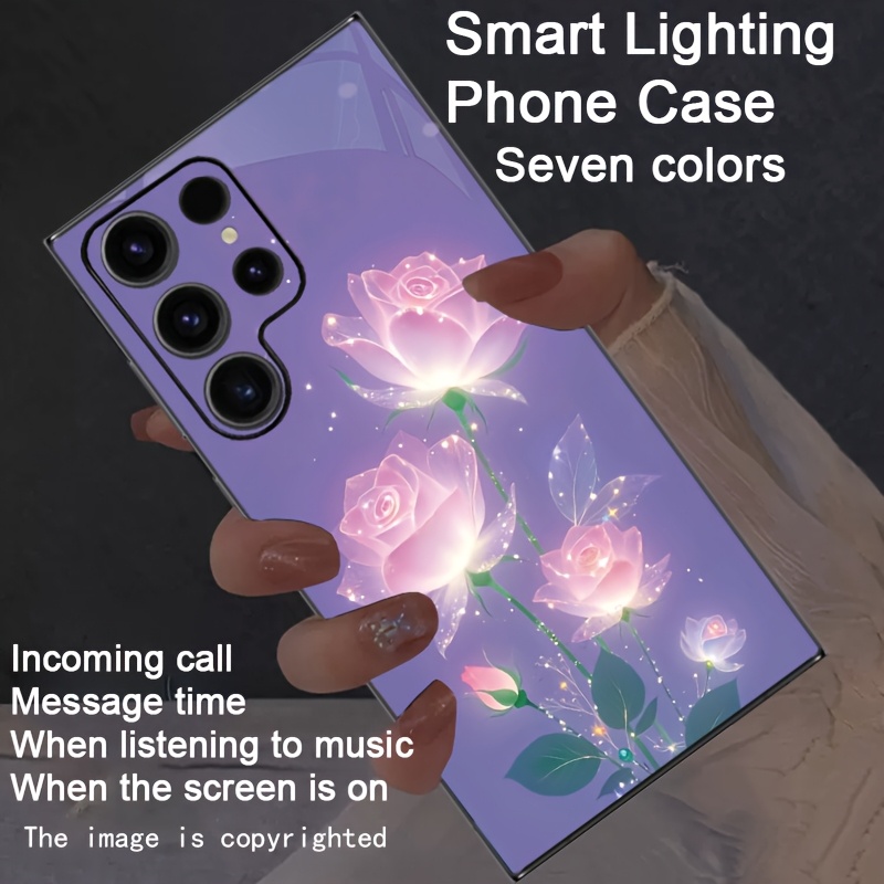 TEMU Phone Case - A Purple Rose Phone Case Colorful And Features Control, Designed For Models Including S25 Ultra And . It Boasts Luminous Technology