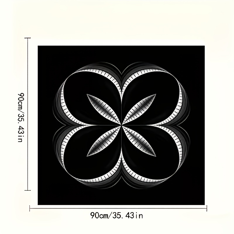 TEMU 1pc Of Black And White Floral Printed Square Tablecloth Made Of Polyester Fiber, Perfect For Dining Rooms, Coffee Tables, And Living Rooms - A