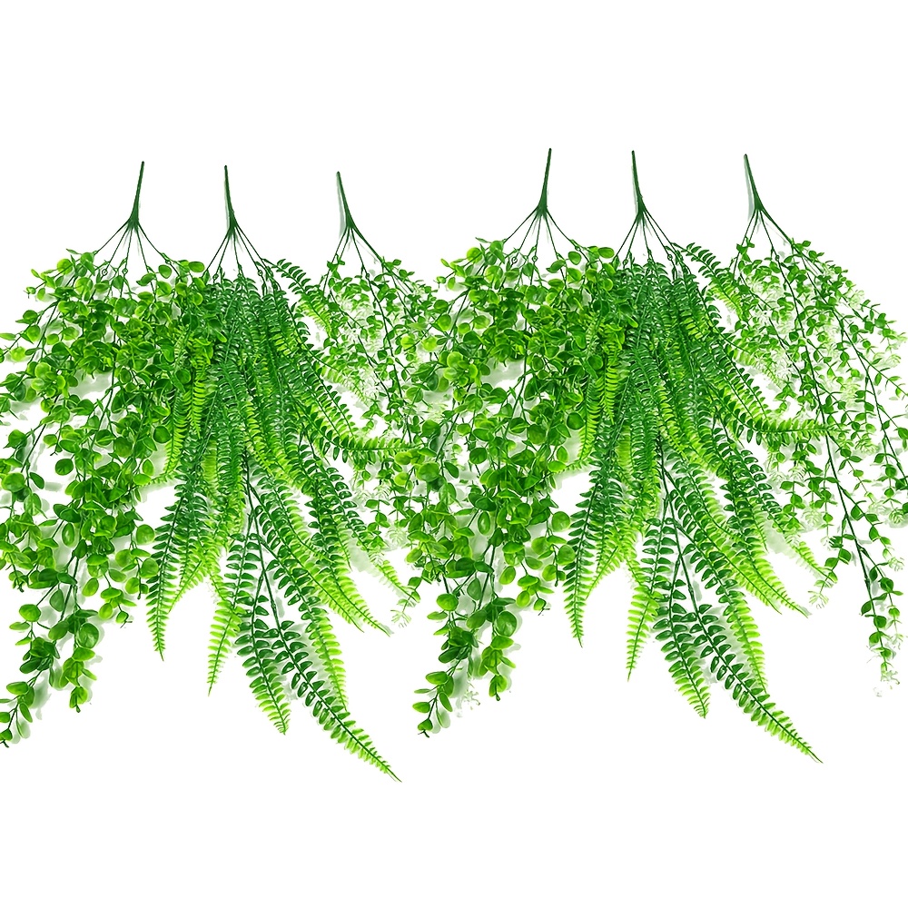 Image of 6pcs Multi-leaf Vines - Uv-resistant Plastic Hanging Decor, Premium Artificial Hanging Plants For Weddings, Festivals, Porch & Patio, Seasonal Wreaths, Weatherproof Vines Perfect For Event Styling