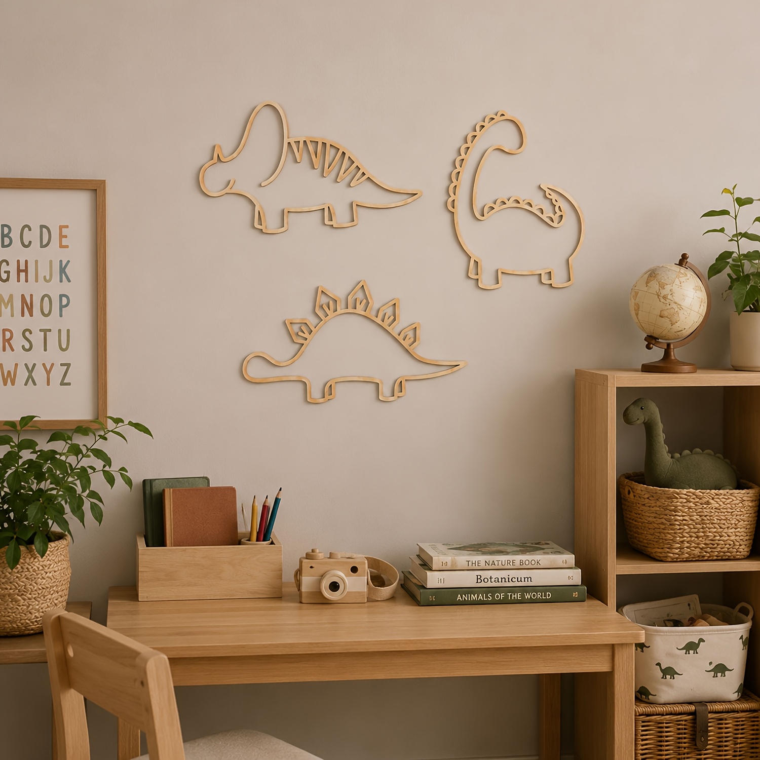 3pcs Hollow Dinosaur Wall Decor - Suitable For & Room, Sculptures With Hollow, Removable Wall Panel Decorations For Bedroom, Installation Christmas Halloween
