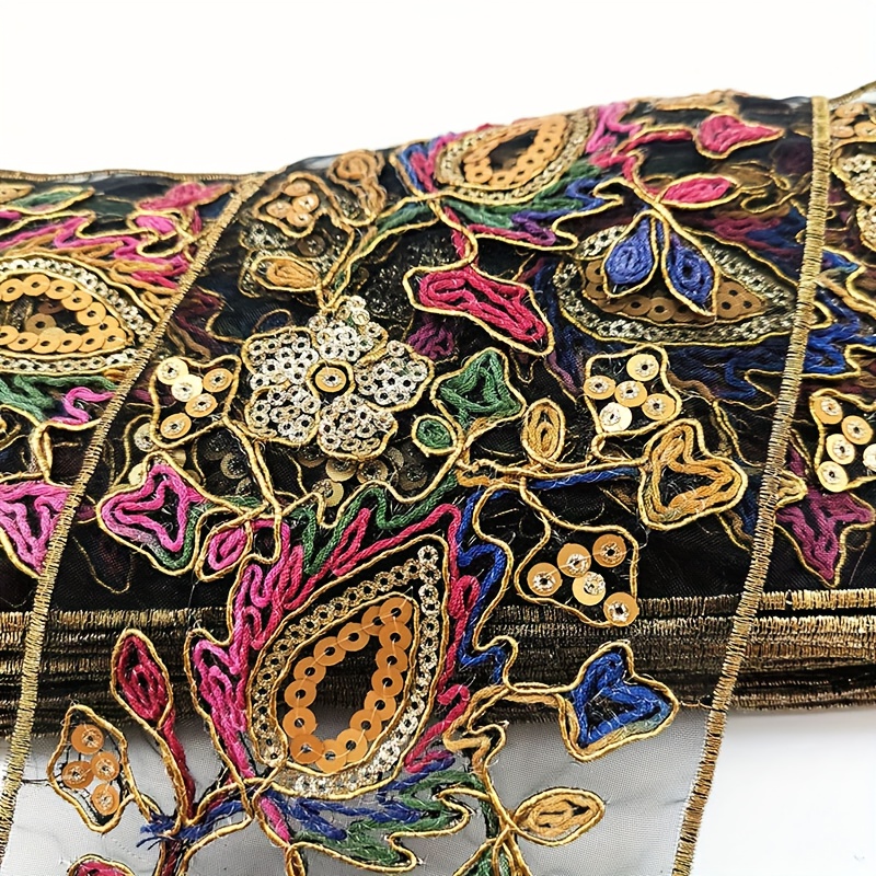Embroidered Sequin Lace Trim for Apparel Accessory DIY