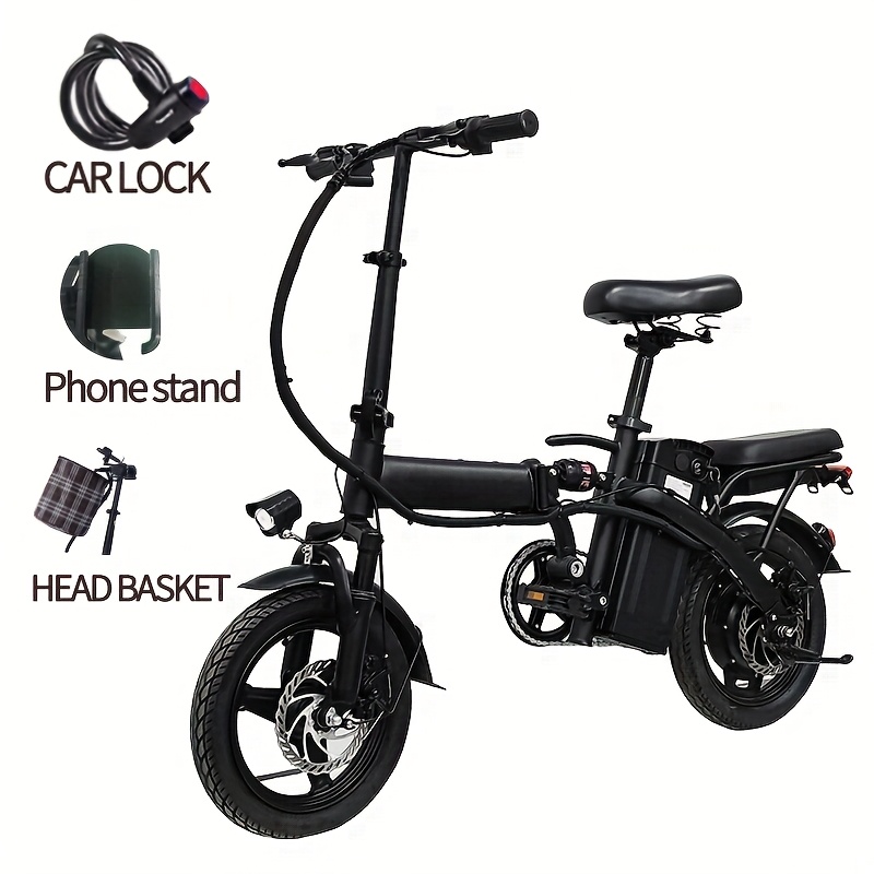 14-Inch Foldable Electric Bike with 48V Lithium Battery, 19 MPH Max Speed, 330 lb Capacity, Multiple Accessory Options