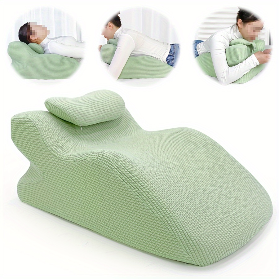 

Ergonomic Memory Foam Triangle Wedge Pillow With Headboard - Versatile Neck Support & Reading Cushion, Includes Washable Cover