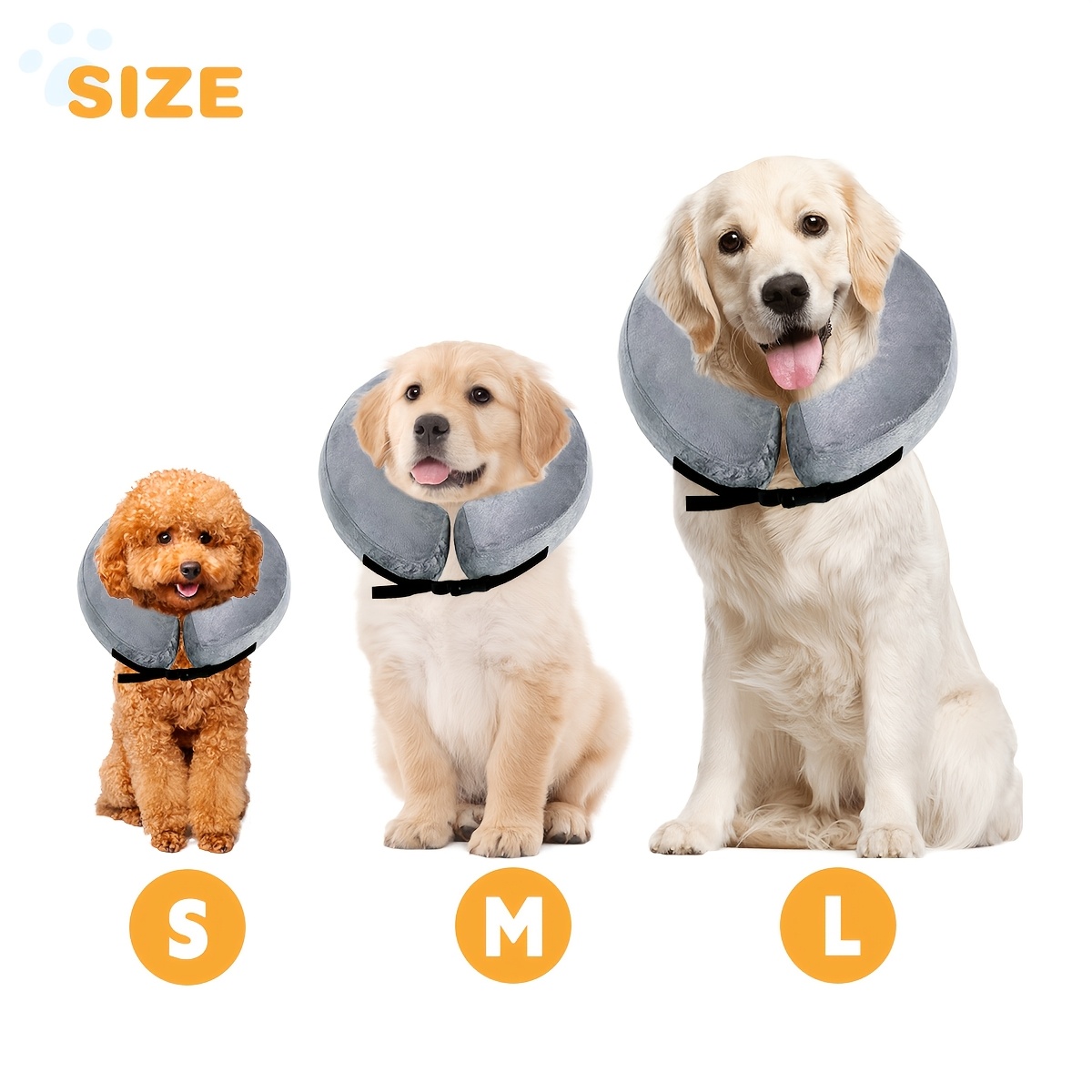 TEMU Inflatable Dog Collar - Soft Protective Cone For Post-surgery Dogs, Dog Collar For Small Medium Large Dogs And Cats, Adjustable Soft ,