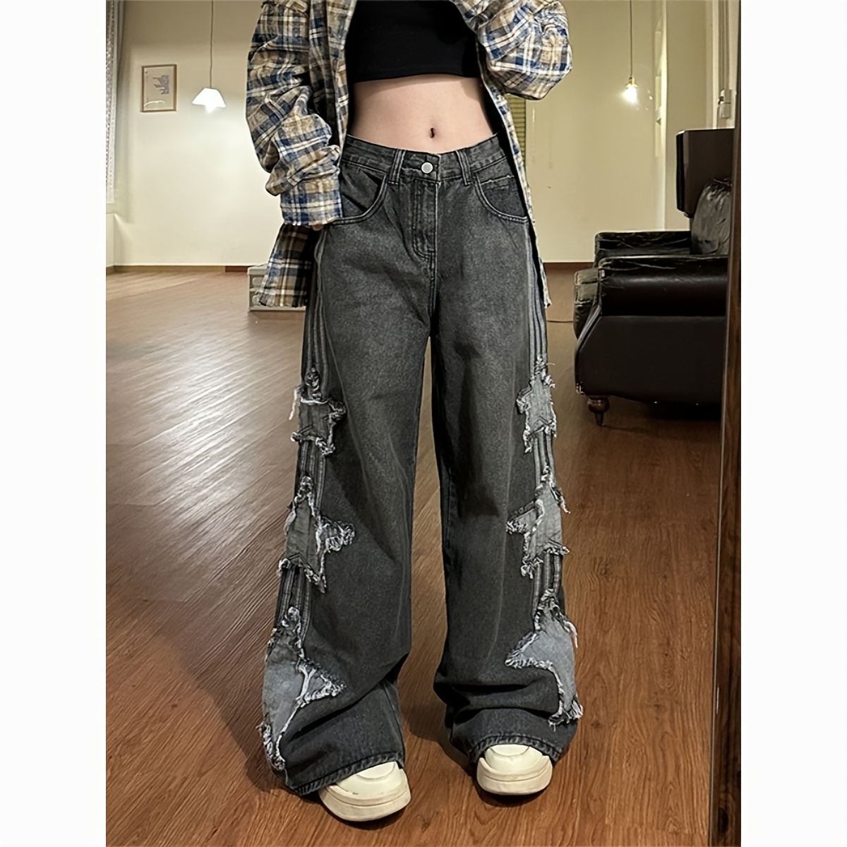 Aesthetic Baggy Jean Outfits Star Jeans Women S Baggy Cute Denim