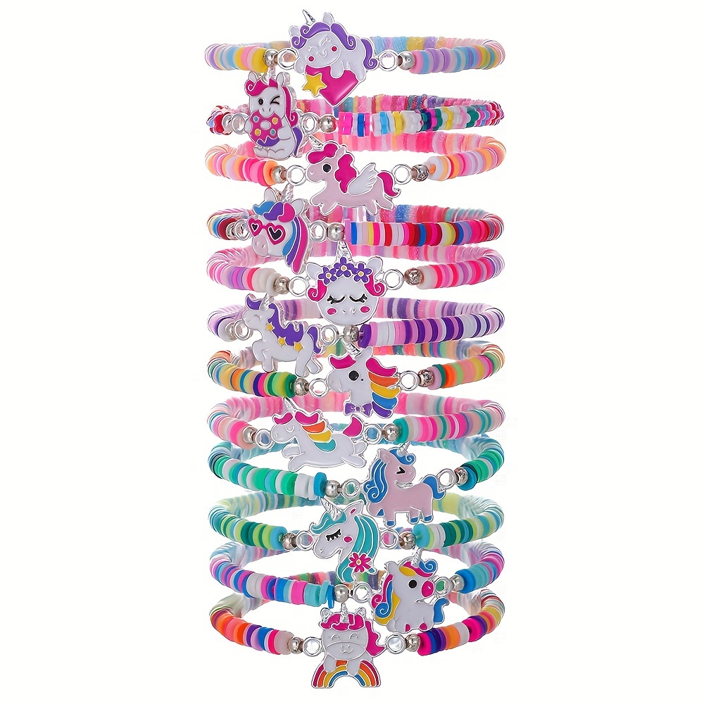 TEMU A Set Of 12 Delicate And Cute Unicorn-themed Golden Accessories, Soft Clay Pieces, Elastic Cords, Cute' Accessories, Perfect For Holidays And