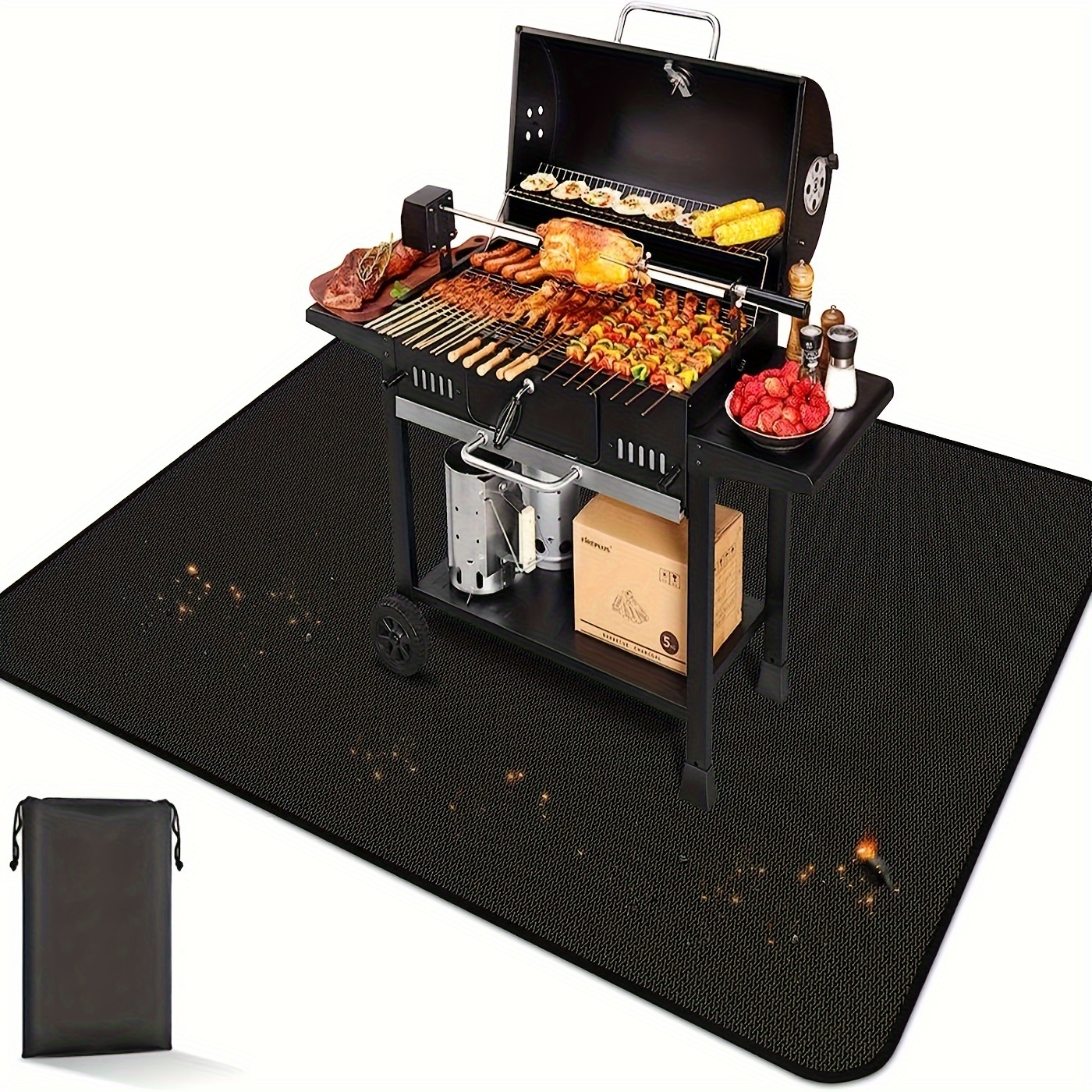 

Double-sided Grill Mat - Decor & Oil-proof, Outdoor Bbqs, Charcoal & Gas Grills, Smokers - Fiberglass, Black