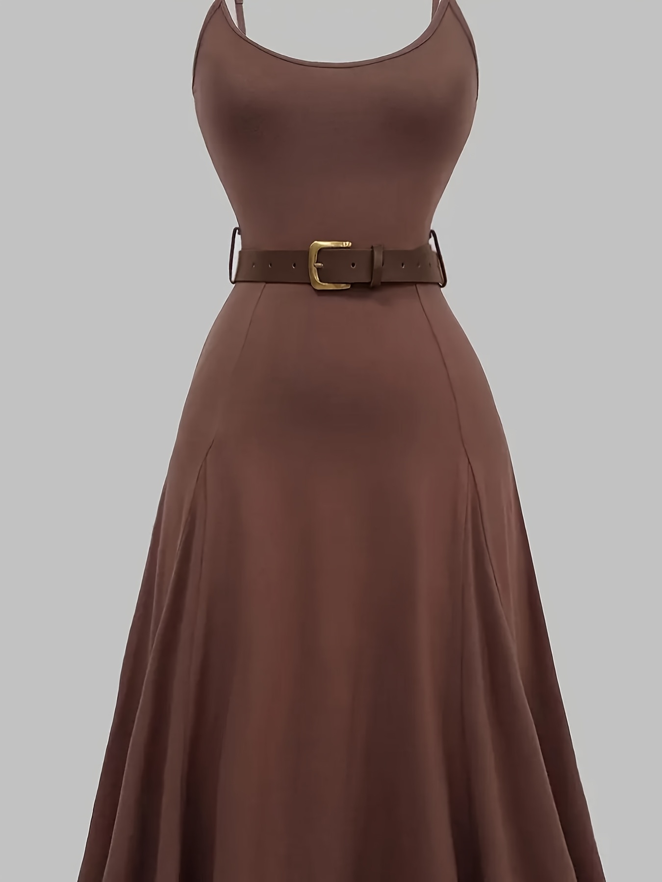 elegant brown a line midi dress women adjustable thin straps - Temu  Mauritius