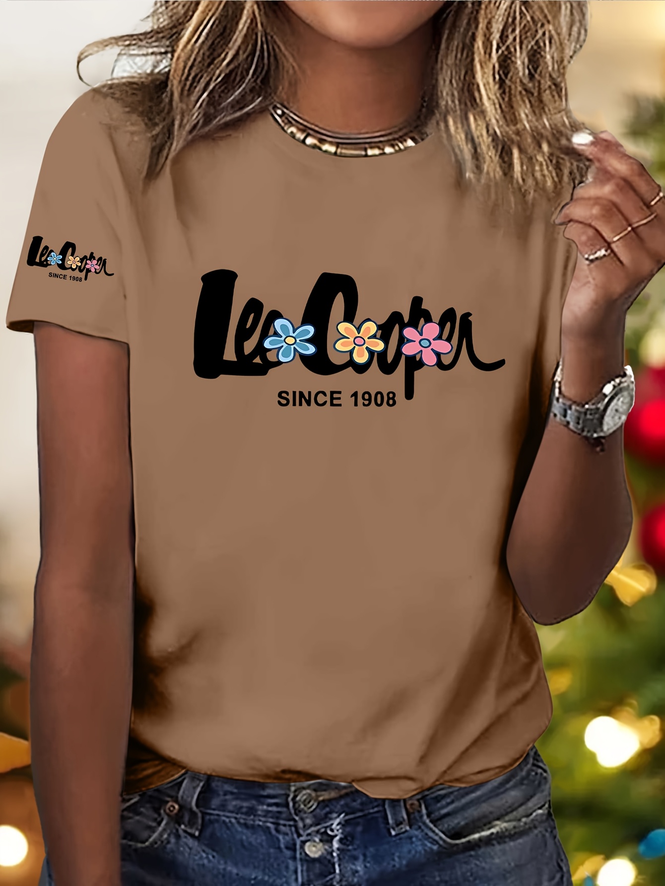   letter double print pattern elegant and fashionable womens round neck pullover t shirt casual sports short sleeve sizes s xxl multiple colors  