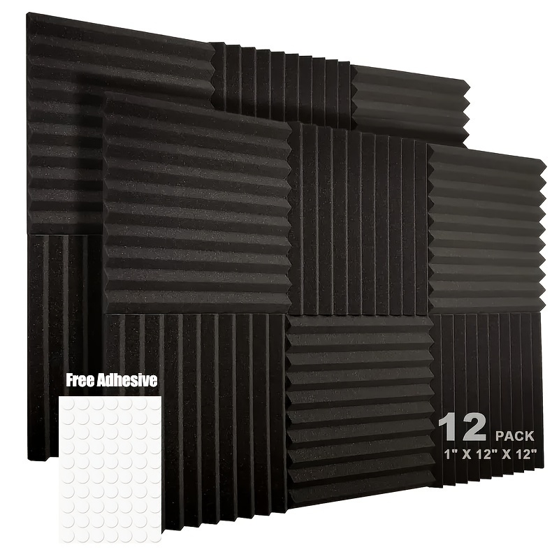 

12pcs 12''x12''x1'' Sound-absorbing Sponge High-density Flame-retardant Recording Studio Sound Insulation Cotton Fire-proof Corrugated Cotton