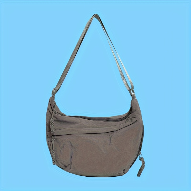 lightweight large capacity solid color crossbody bag zipper