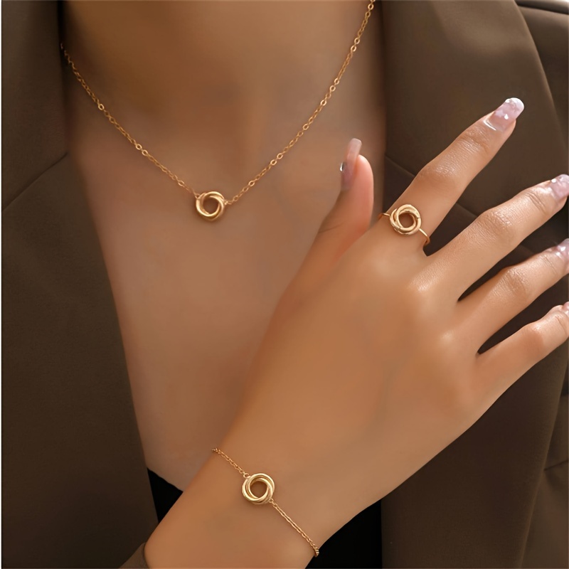 

1pc Elegant Ring, Necklace & Bracelet Set For Women - Classic Jewelry Gift