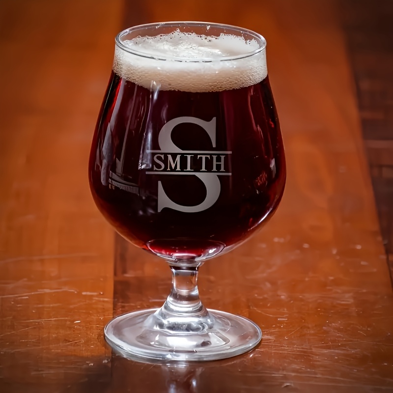 TEMU 1pc/2pcs Custom Personalized Beer And Wine Glasses With Text, Names, And Custom Copy - Scratch-resistant Durable Glass, Dishwasher Safe - Unique