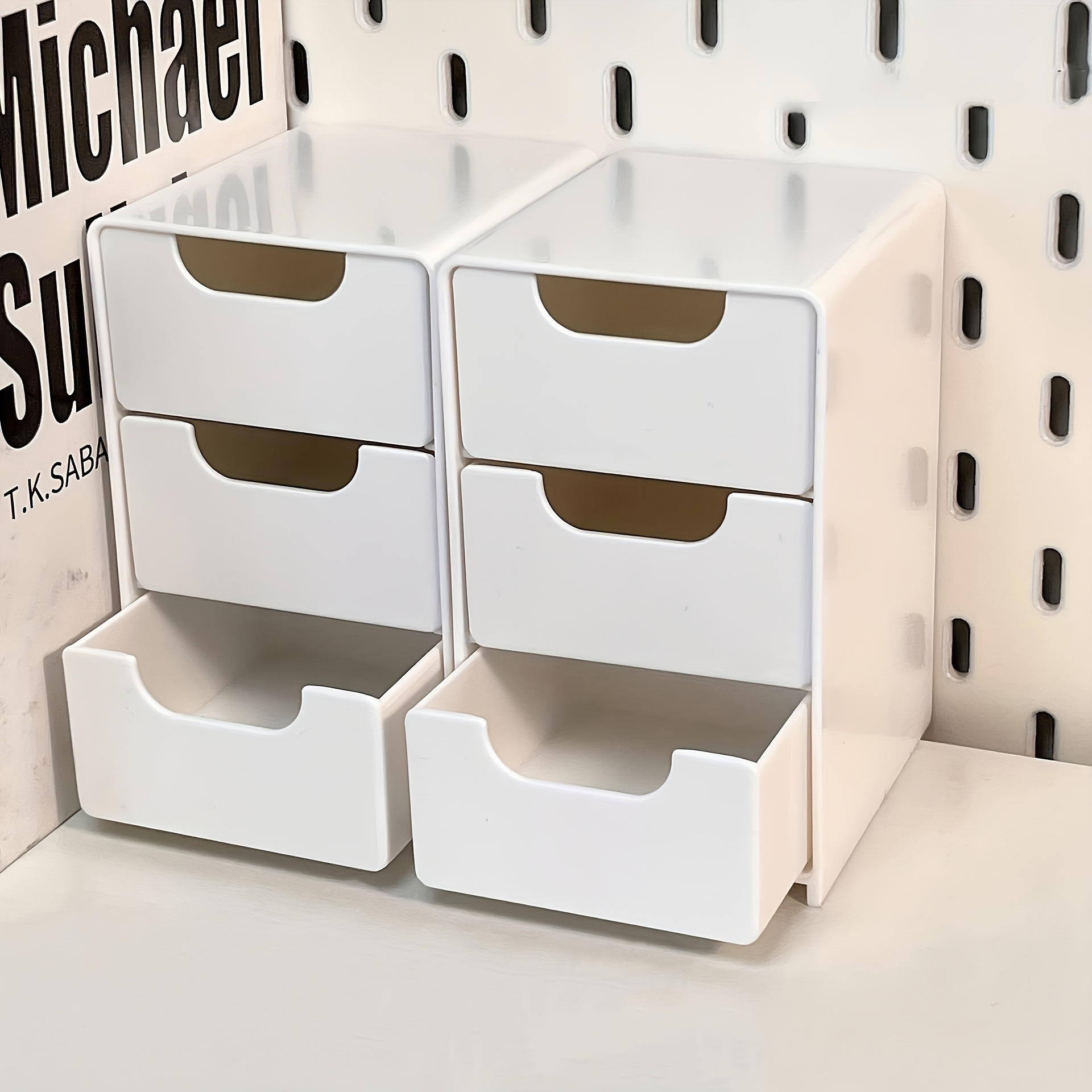 1pc three compartment drawer storage box suitable for portable storage box for office supplies jewelry   multi functional partition design stackable lightweight home or office storage