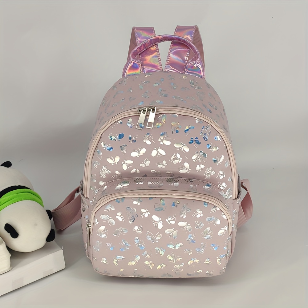 

Holographic Butterfly Print Backpack, Cute Mini Schoolbag, Lightweight Laser Daypack