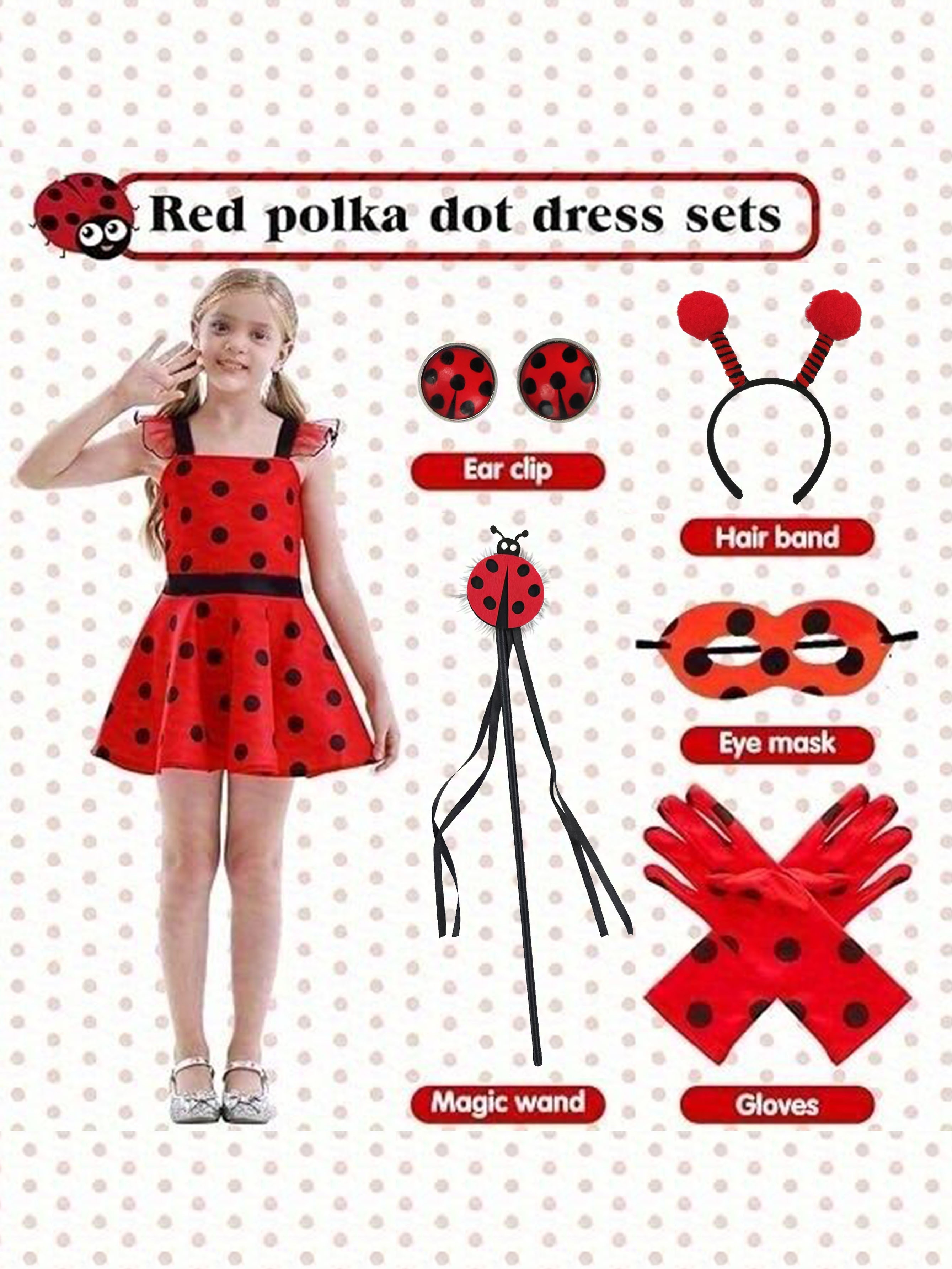 girls polka dots ladybug dress up costume birthday halloween christmas  fancy party outfit size 12 months to 12 | High-quality & Affordable | Temu  Oman