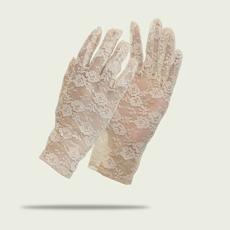 TEMU Gants d'été courts en dentelle à fleurs pour femme, édition fine pour la conduite, inspirés des gants de mariée pour nuptiale