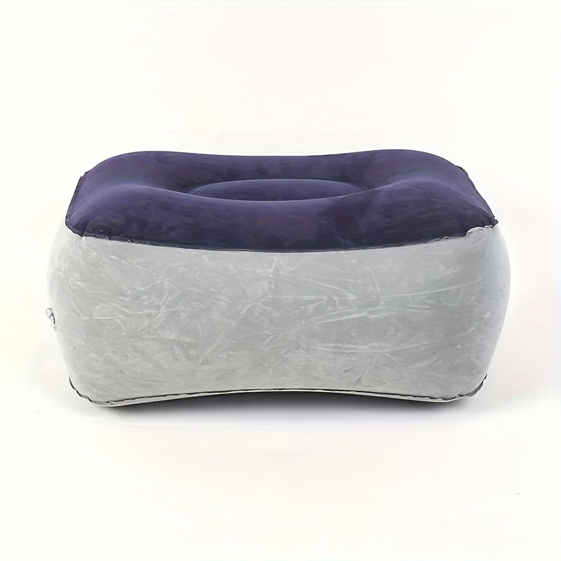 TEMU 1pc Inflatable Travel Foot Rest Pillow: Soft Flocking Cushion For Office, Home, Camping, And Relaxation