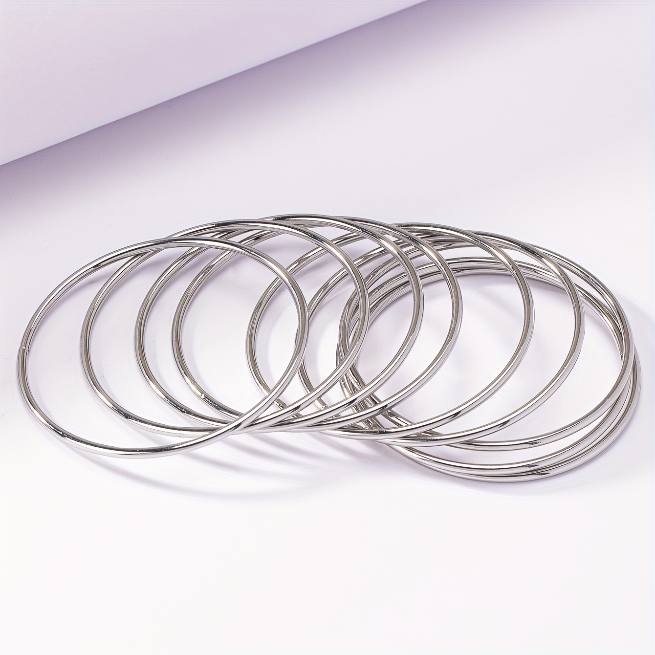 

Elegant 9pcs Silvery-plated Bangle Set For Women - Chic Boho Style, Perfect For Casual Attire & Gifting