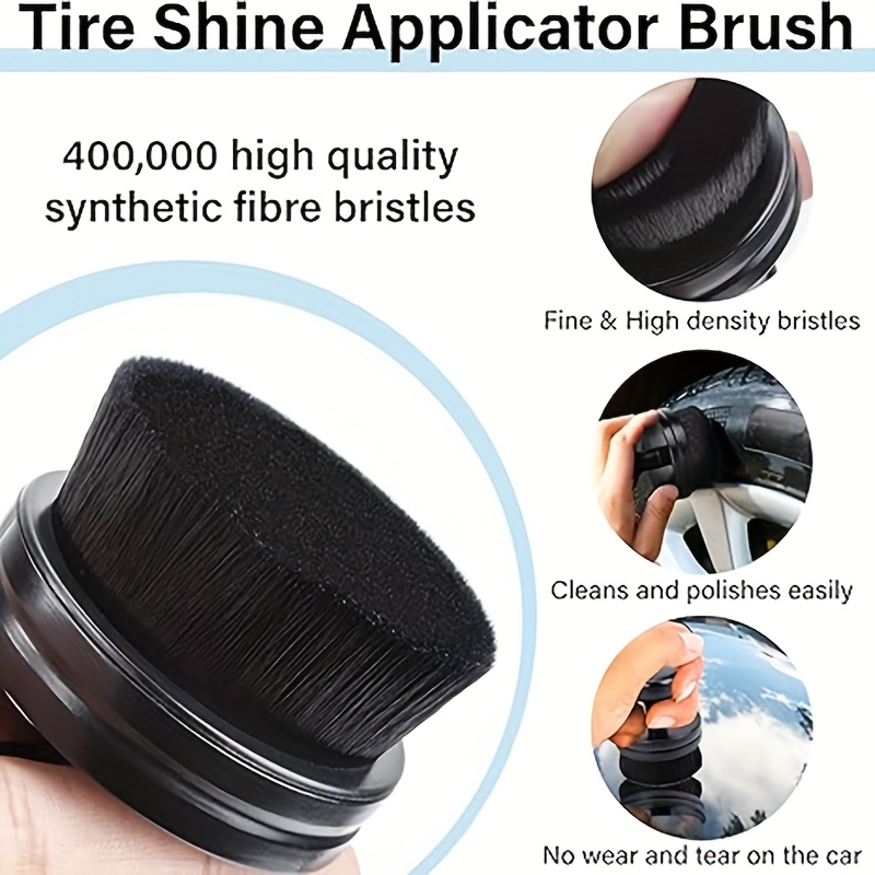 2pcs set of car detailing brushes portable car tire brushes with   high density soft bristle detailing brushes for car tire glossy polishing wax application black Product details 2