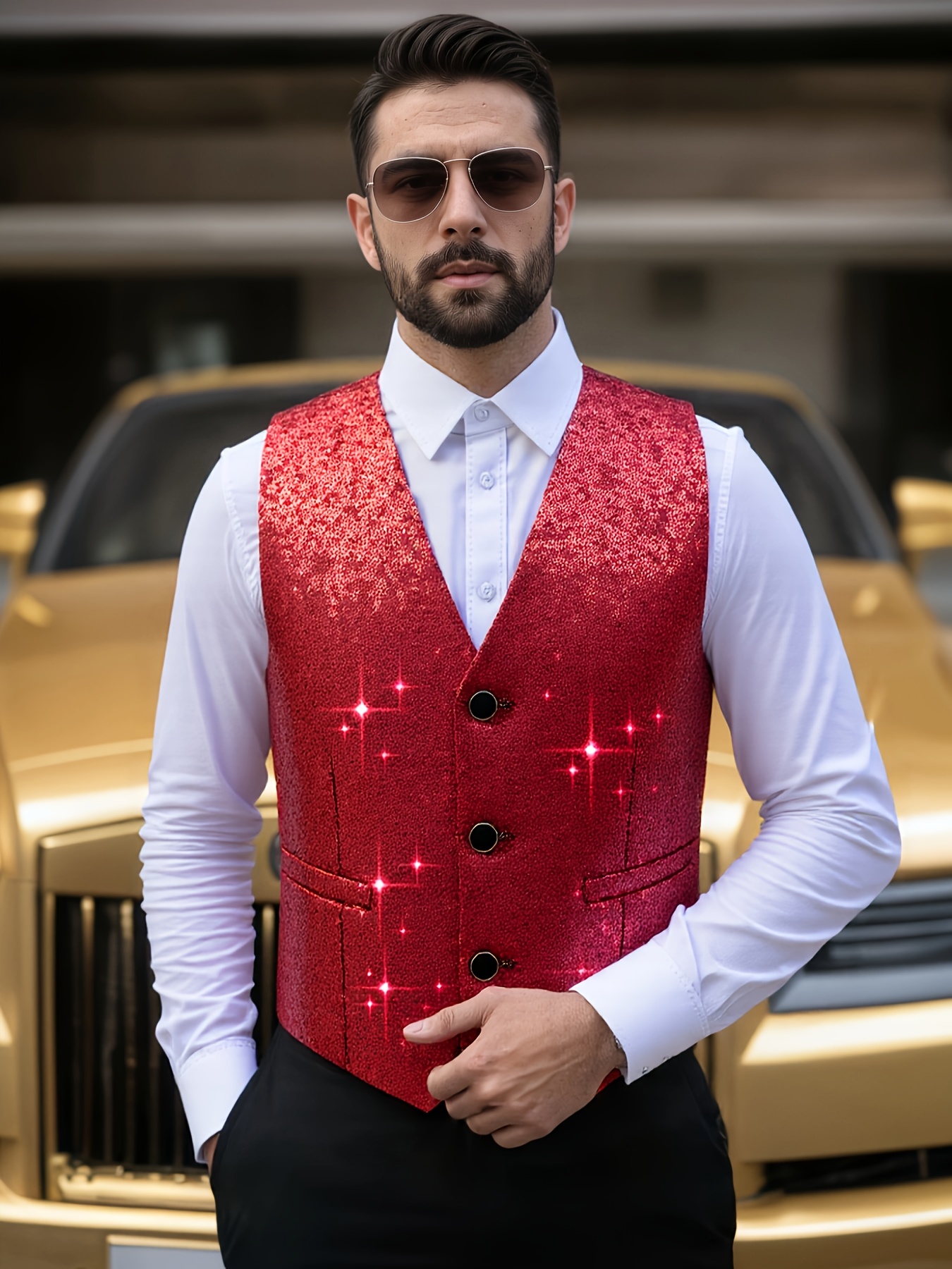 gilet hommes petit gilet à paillettes animateurs Temu Mauritius