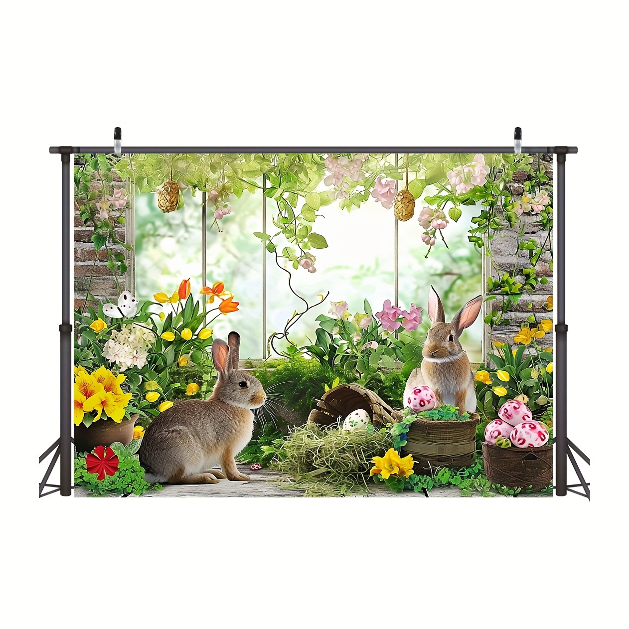 1pc spring easter backdrop rabbit eggs flower easter party decorations photography background newborn portrait photo