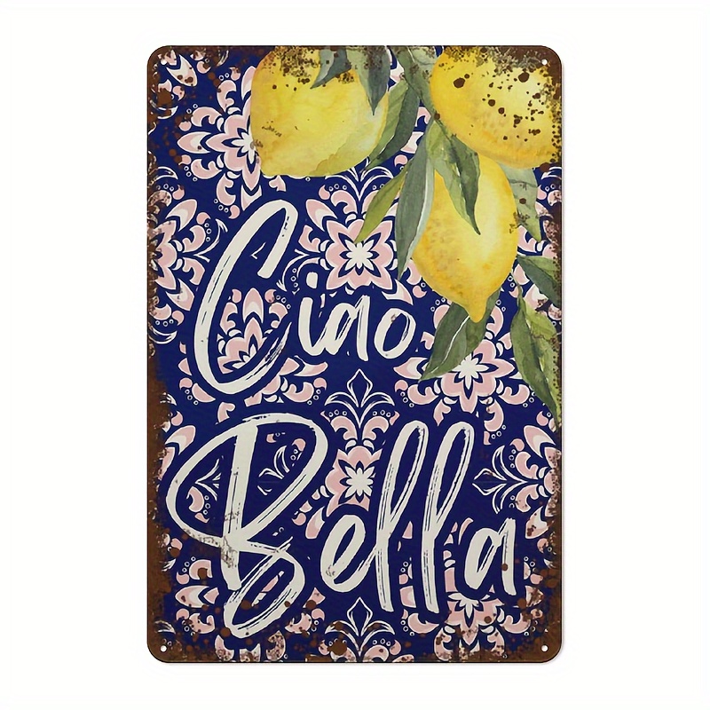

Vintage Metal Sign: Italian Phrase, Lemon Tree Design, Rustic Wall Art, Personalized Gift Idea, Suitable For Bedroom, Office, Or Home Coffee Area, 8"x12" Size, Pre-drilled Holes For Easy Hanging