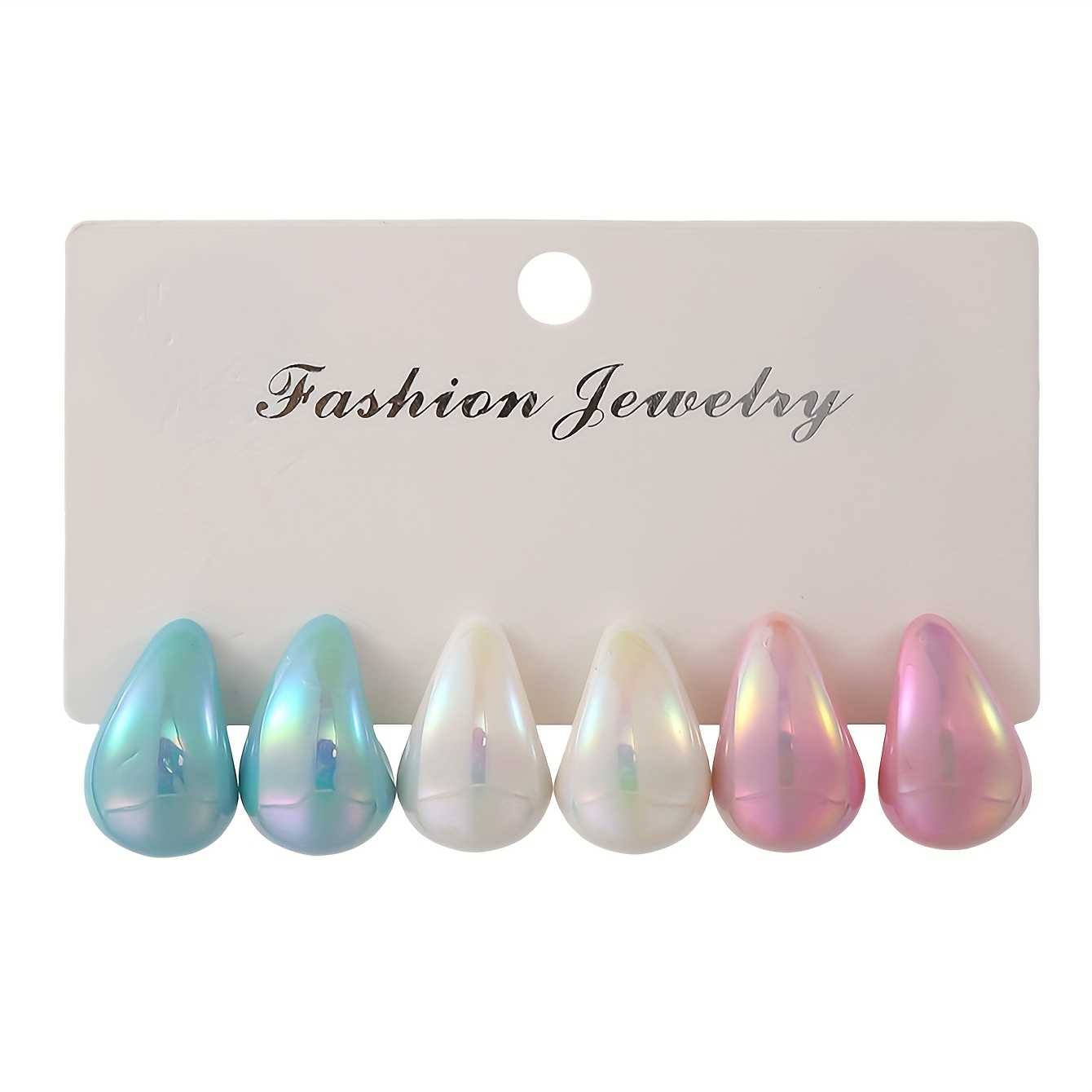 Image of A Set Of 3 Pairs Of Sweet, Elegant, And Acrylic Teardrop Earrings For Women, Perfect For Holidays, Birthdays, Dates, Parties, Vacations, Shopping, Daily Wear, And Commuting Accessories
