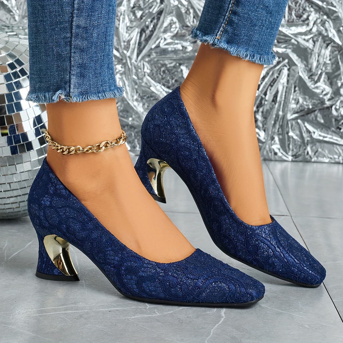 elegant womens fashion mule square toe high heels - Temu Austria