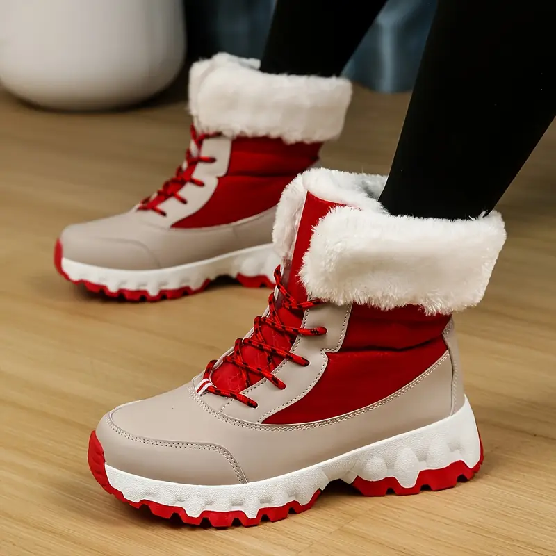 womens winter fashionable versatile anti slip plus velvet wear resistant comfortable warm trendy casual sports snow boots details 7